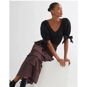 NWT Maeve Puff Sleeved Top Black XXS